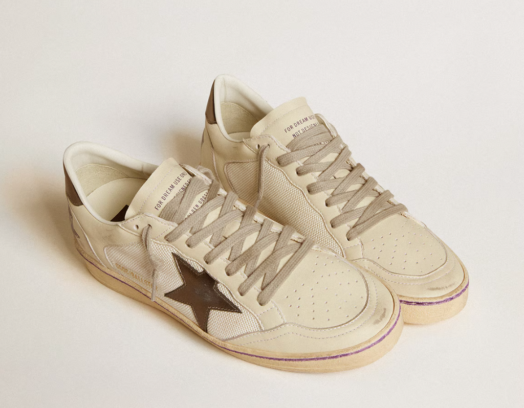 Ball Star in mesh and leather with metallic leather star and heel tab