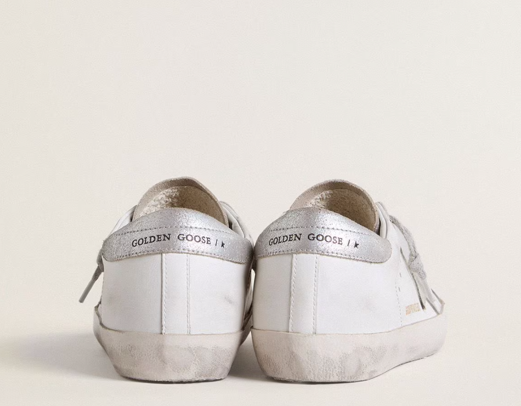 Women’s Super-Star with gray suede star and silver glitter inserts