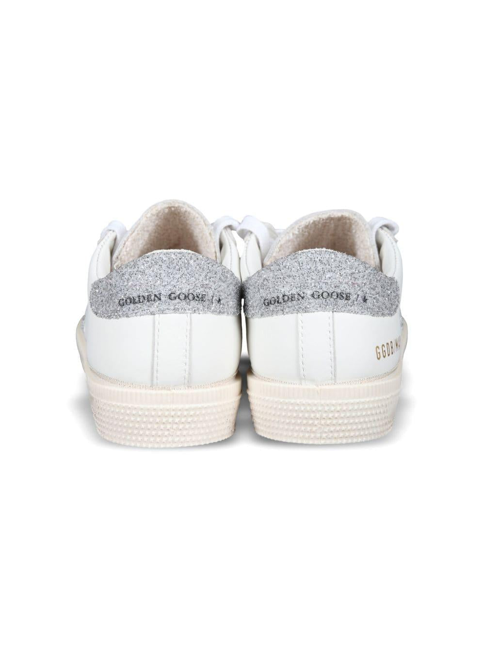 Sneakers per bambina Golden Goose Kids May bianco con dettaglio glitter