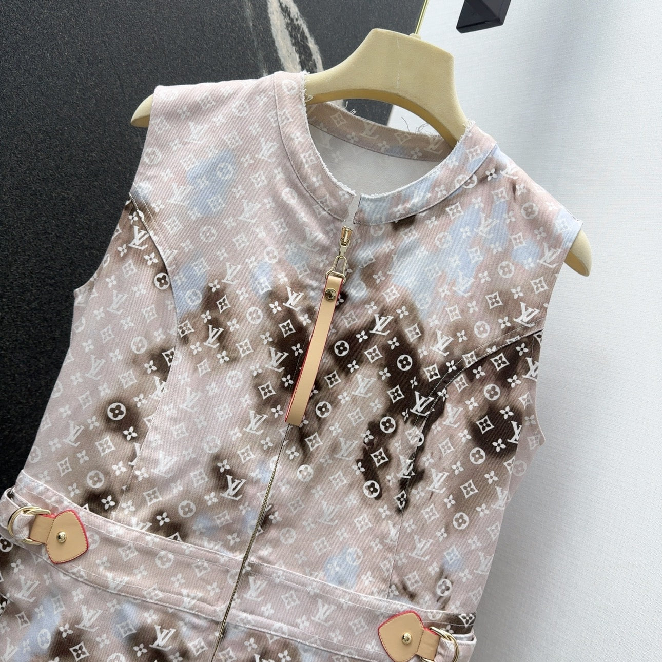 LV 25 Mononogram Gradient Print Logo Denim Vest Dress Multicolor