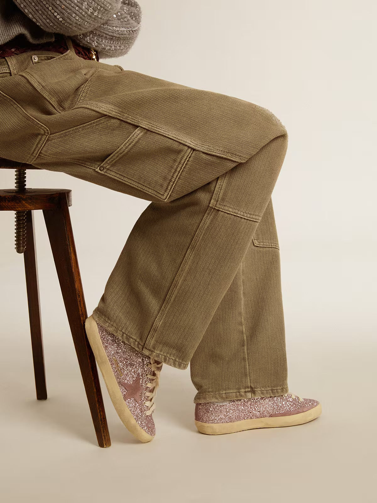 Super-Star LTD in glitter con stella in suede e talloncino argento "ULTIMI PEZZI"