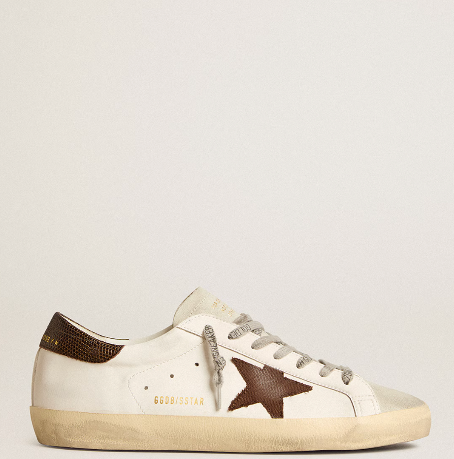 Super-Star bio-based con stella in canvas e talloncino in pelle marrone scuro "ULTIMI PEZZI"