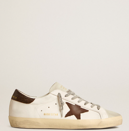 Super-Star bio-based con stella in canvas e talloncino in pelle marrone scuro "ULTIMI PEZZI"