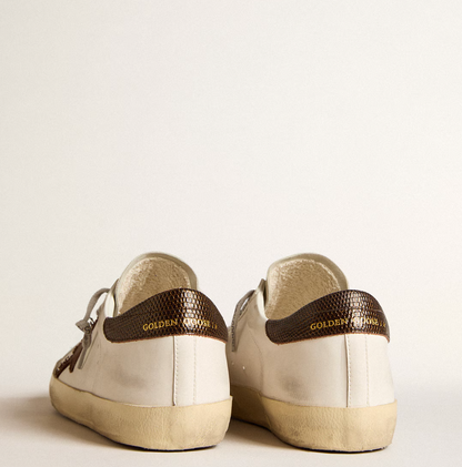 Super-Star bio-based con stella in canvas e talloncino in pelle marrone scuro "ULTIMI PEZZI"