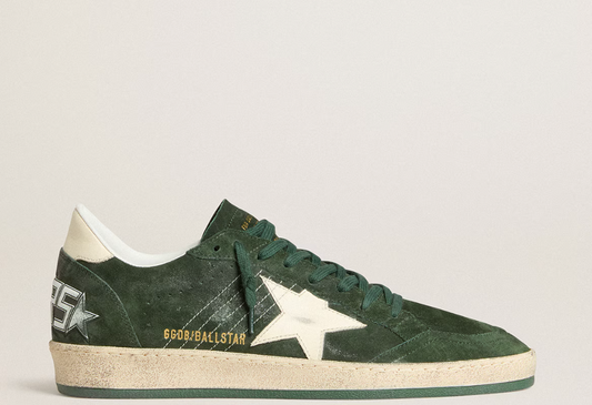 Men's Ball Star in green suede with white leather star and heel tab "ULTIMI PEZZI"