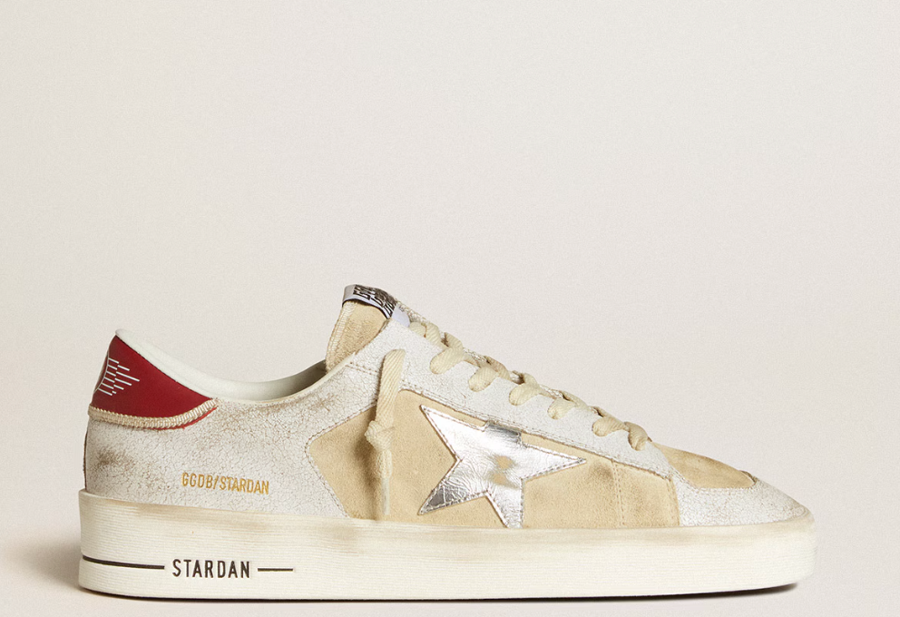 Men's Stardan in nubuck and crackle leather with silver metallic leather star "ULTIMI PEZZI"
