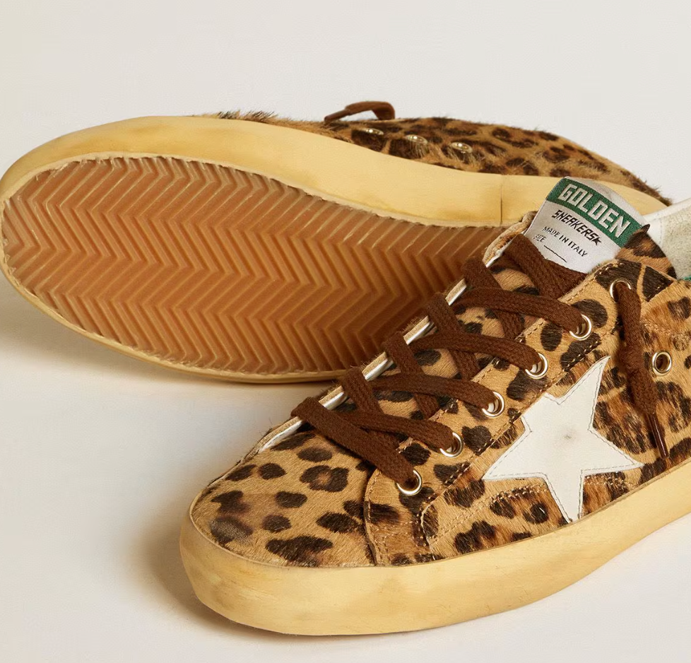 Super-Star LTD in leopard-print pony skin with leather star and heel tab "LIMITED"