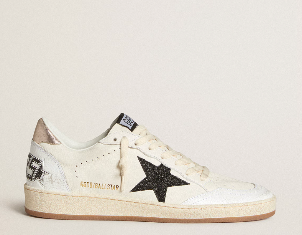Ball Star in nappa with glitter star and metallic nappa heel tab