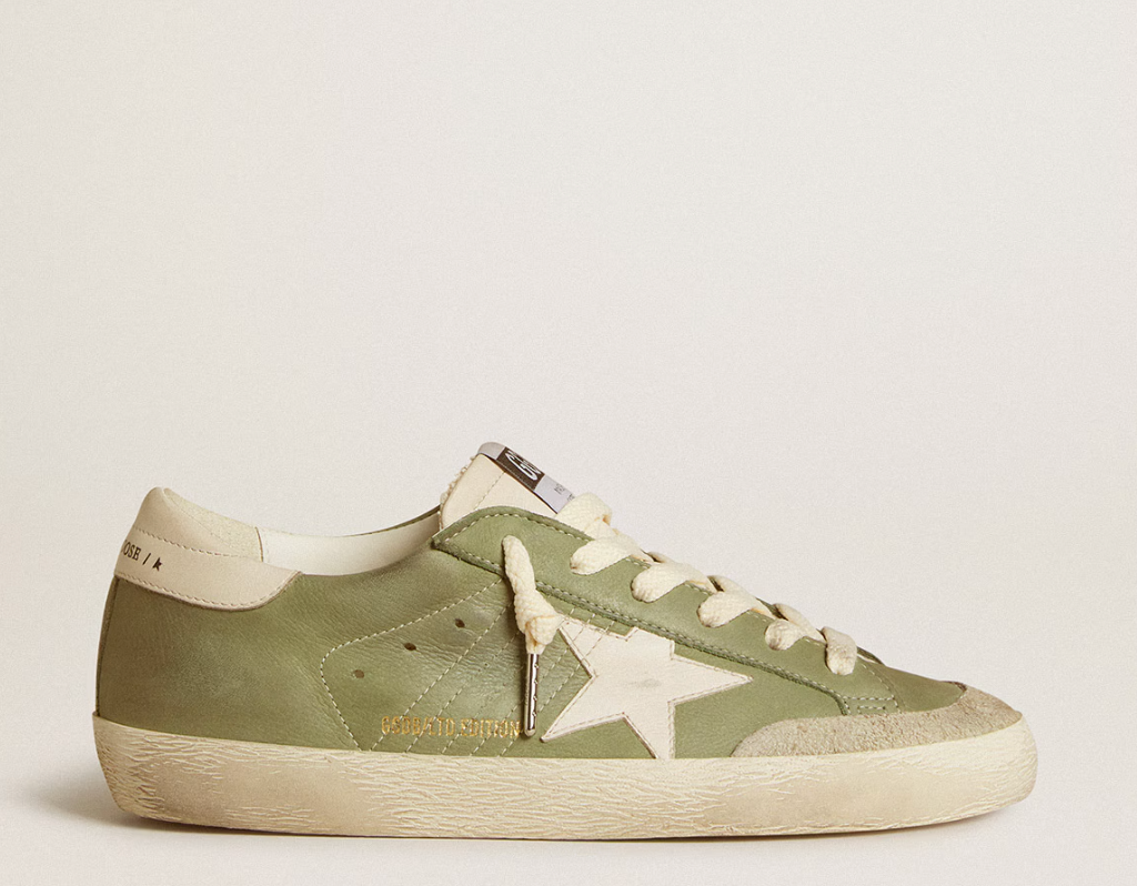 Super-Star LTD in green nubuck with white leather star and heel tab