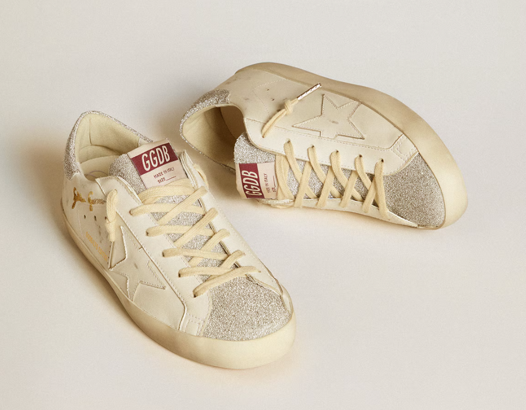 Super-Star LTD in white leather with Swarovski micro-crystal inserts