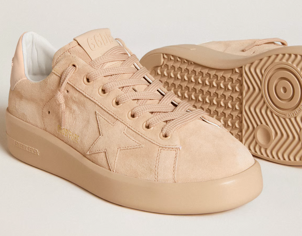 Purestar in suede with suede star and light pink leather heel tab