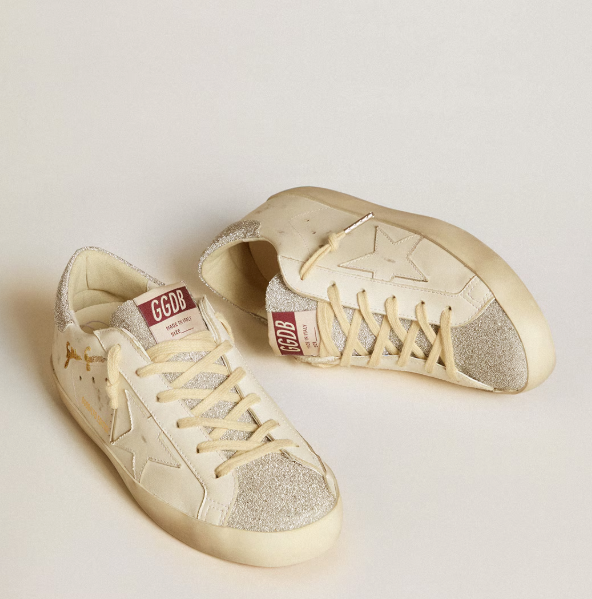 Super-Star LTD Donna in pelle bianca con inserti in micro cristalli Swarovski