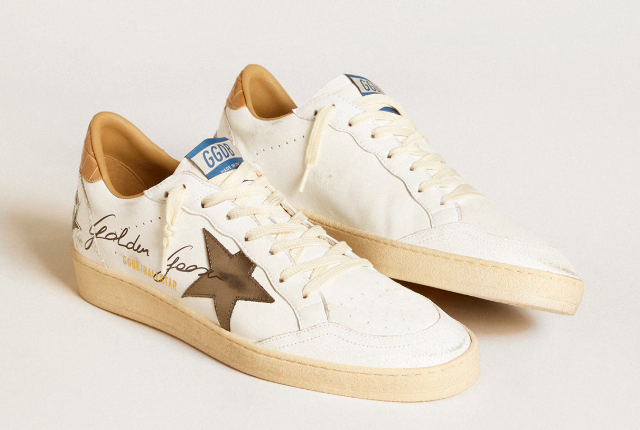 Ball Star in nappa con stella laminata e talloncino in pelle cocco