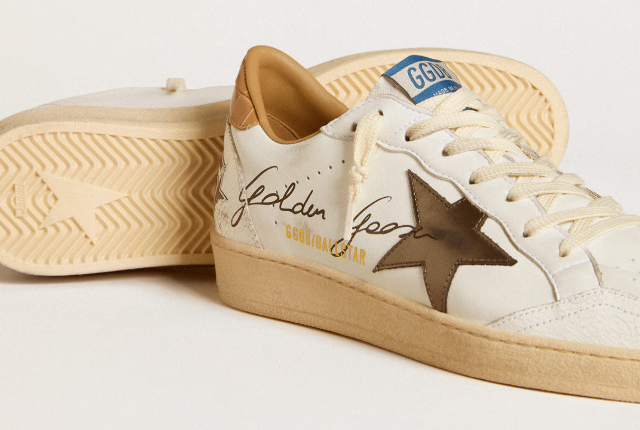 Ball Star in nappa con stella laminata e talloncino in pelle cocco