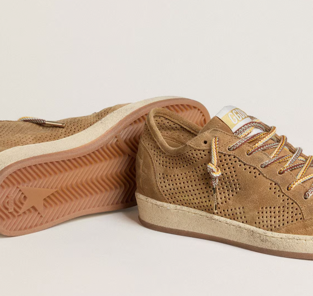 Ball Star Donna con tomaia forata in suede color tabacco e stella ton sur ton