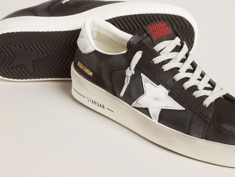 Stardan in black nubuck and mesh with gray leather star and heel tab "ULTIMI PEZZI"