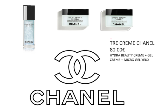 TRIS CREME CHANEL - HYDRA BEAUTY  CREME 50G + GEL CREME 50G + GEL YEUX 15ML