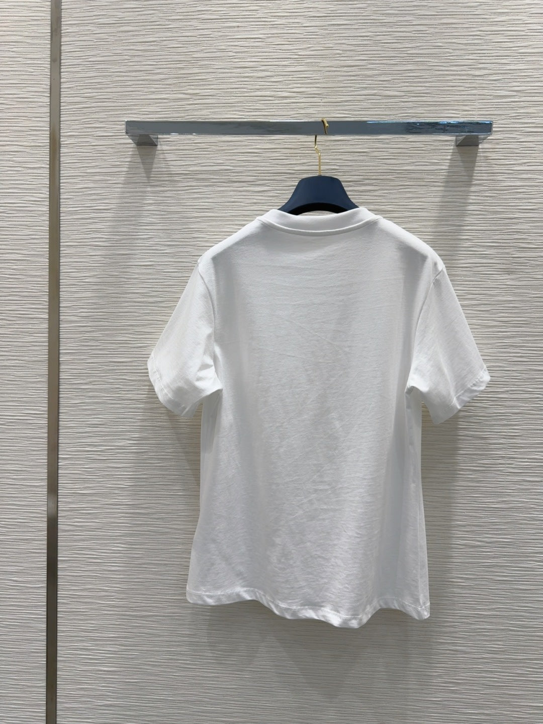 LV 25 Chain Round Neck T-shirt Black White Cotton