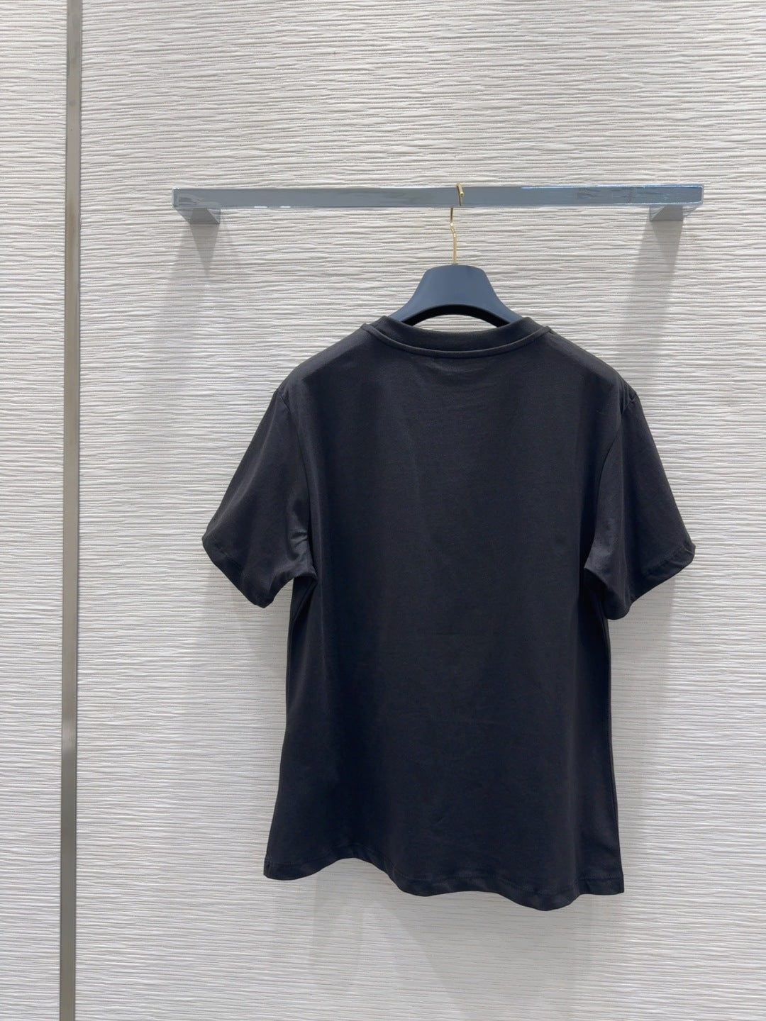 LV 25 Chain Round Neck T-shirt Black White Cotton