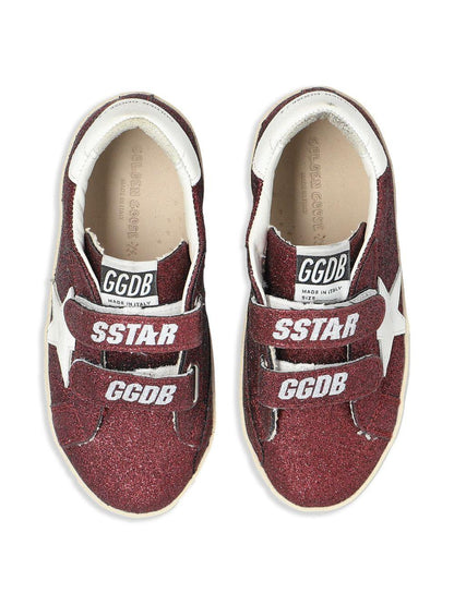 Sneakers Old School per bambina Golden Goose Kids bordeaux con chiusura a strappo