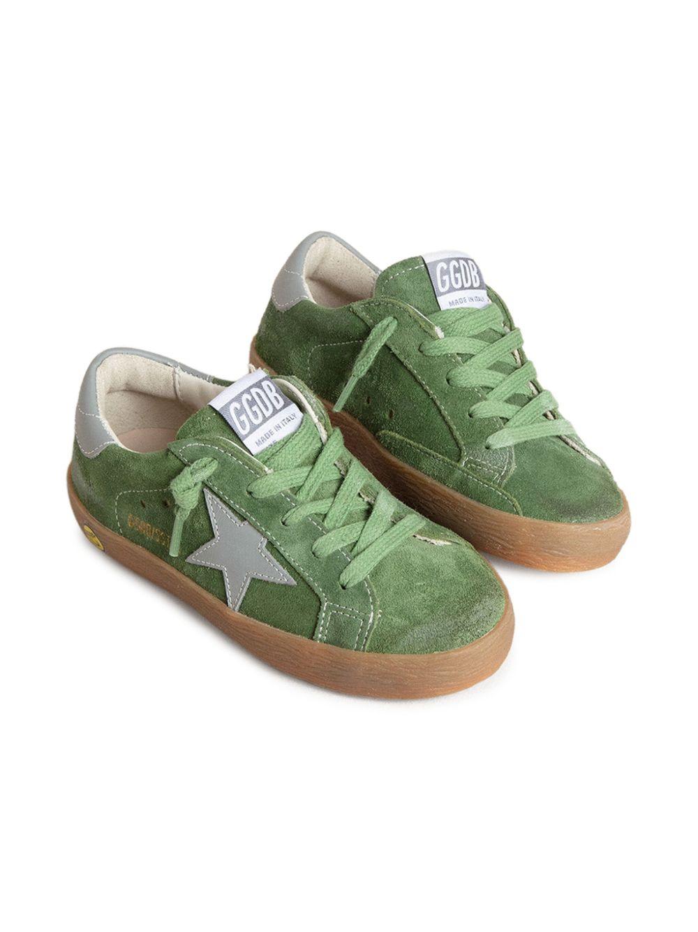 Sneakers per bambino Golden Goose Kids Super Star verde in pelle scamosciata