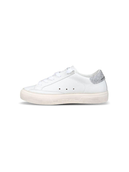 Sneakers per bambina Golden Goose Kids May bianco con dettaglio glitter