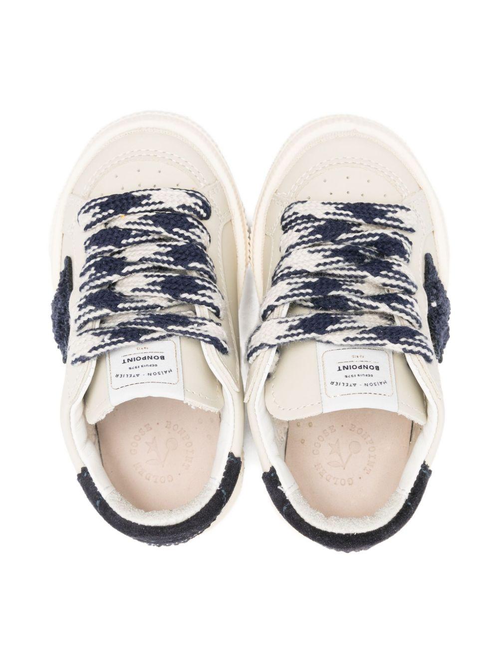 Sneakers per bambino Golden Goose Kids beige con lacci e applicazione a stella