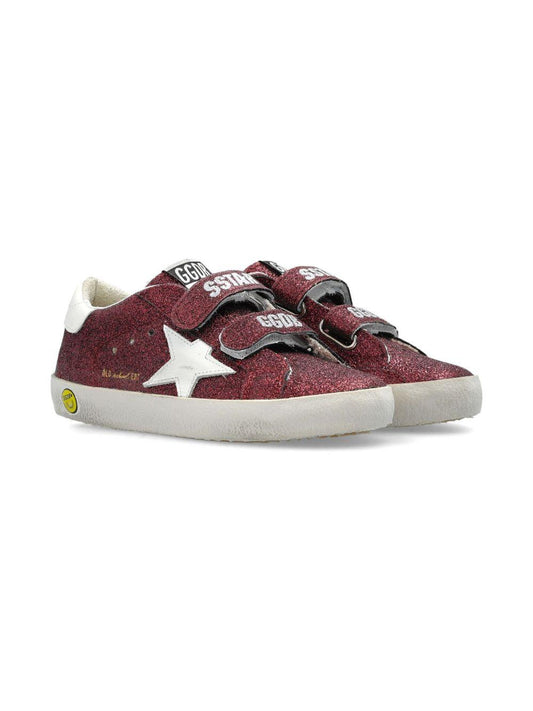 Sneakers Old School per bambina Golden Goose Kids bordeaux con chiusura a strappo