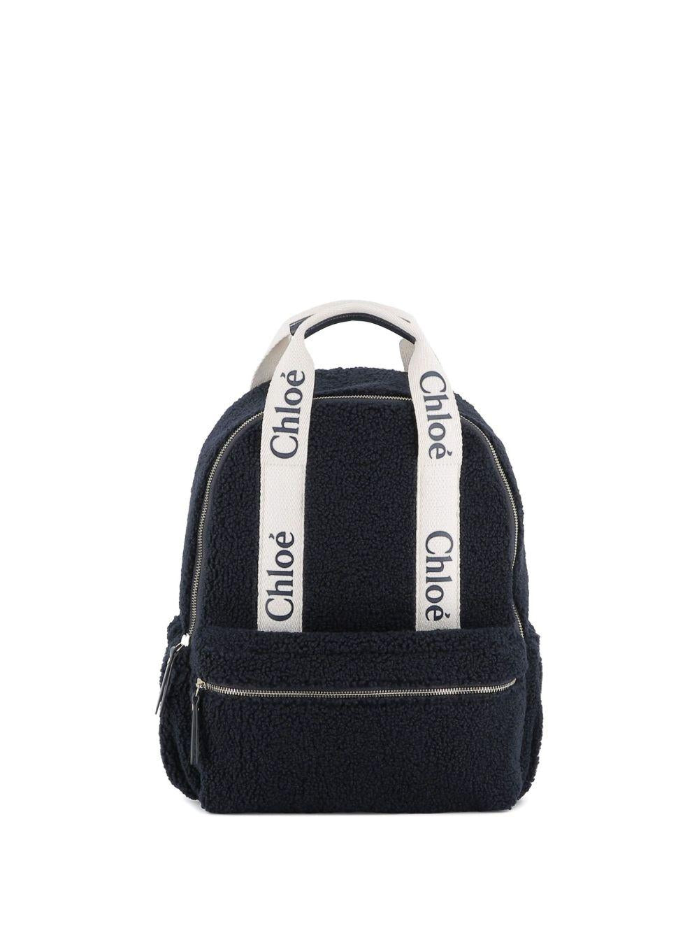 Zaino per bambina Chloé Kids blu con spalline con logo ricamato