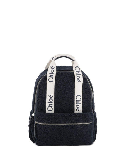 Zaino per bambina Chloé Kids blu con spalline con logo ricamato