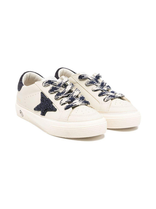 Sneakers per bambino Golden Goose Kids beige con lacci e applicazione a stella