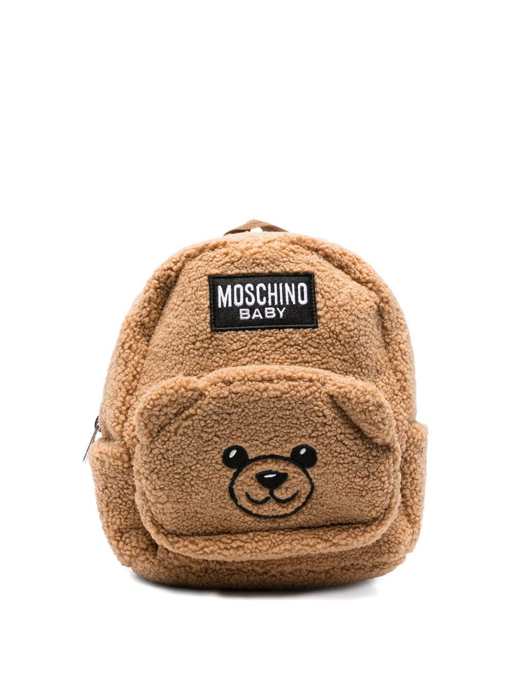 Zaino per bambini Moschino Kids marrone con motivo Teddy Bear