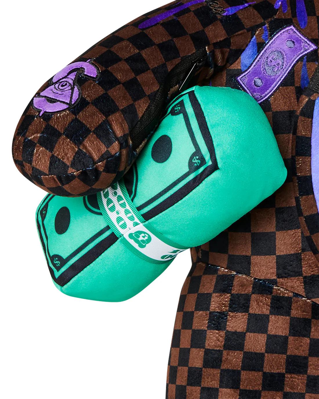 Zaino orsetto per bambino Sprayground Kid marrone con motivo a quadri