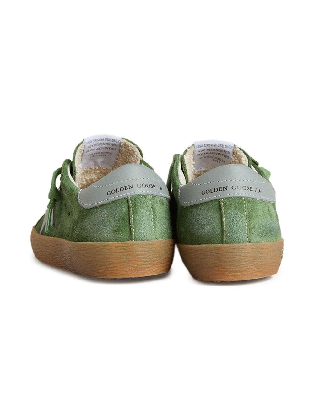 Sneakers per bambino Golden Goose Kids Super Star verde in pelle scamosciata