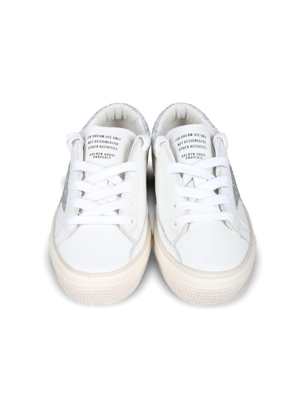 Sneakers per bambina Golden Goose Kids May bianco con dettaglio glitter