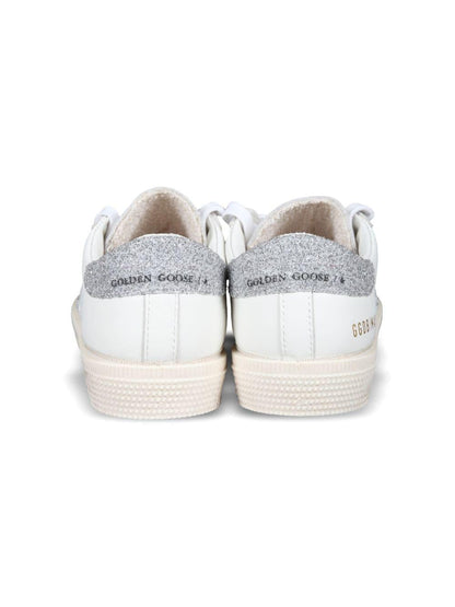 Sneakers per bambina Golden Goose Kids May bianco con dettaglio glitter
