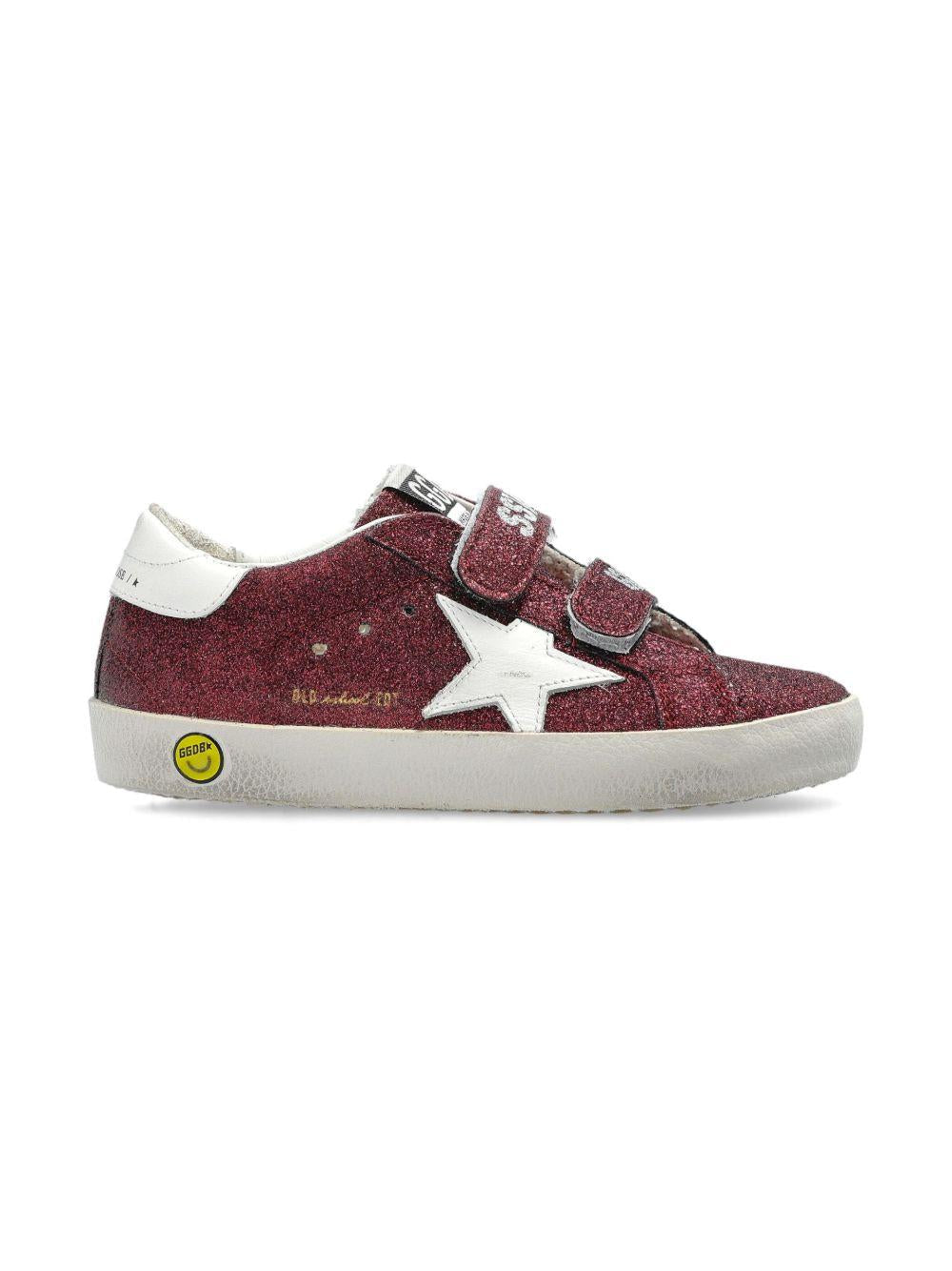 Sneakers Old School per bambina Golden Goose Kids bordeaux con chiusura a strappo