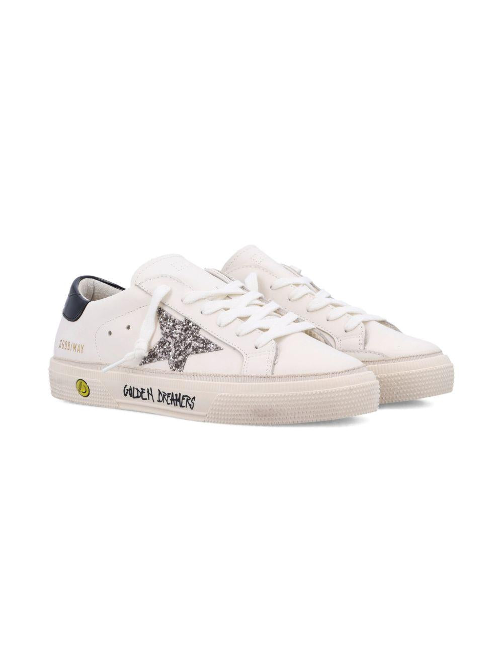 Sneakers per bambina Golden Goose Kids May bianco con dettaglio stella glitter