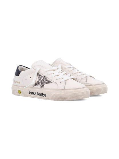 Sneakers per bambina Golden Goose Kids May bianco con dettaglio stella glitter