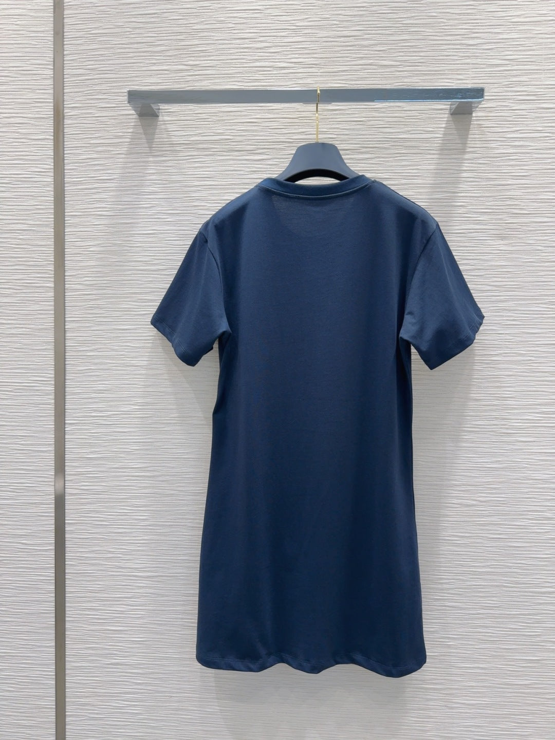 LV 25 Metal Zipper Decoration On The Left Shoulder Dress  Blue Cotton