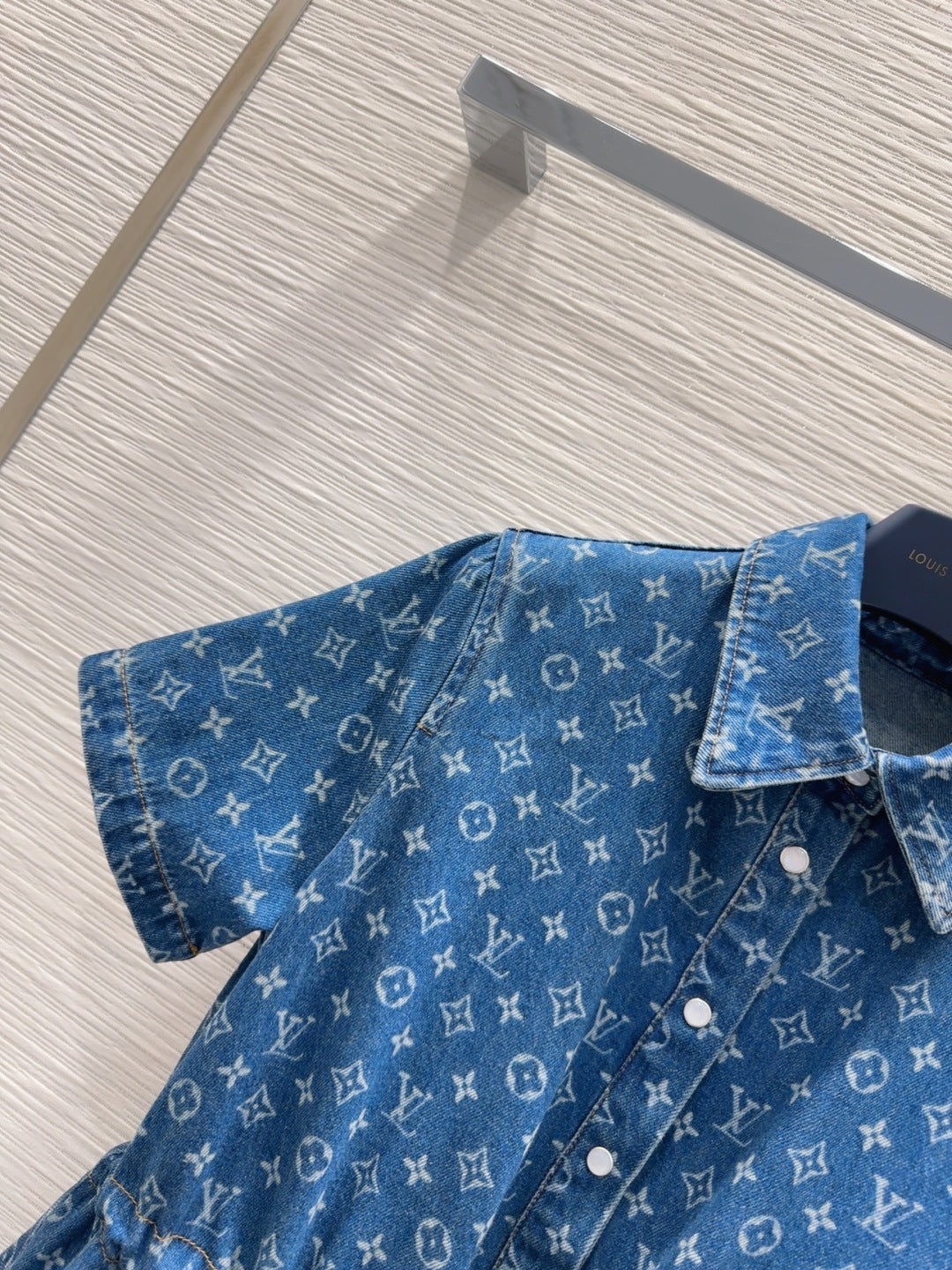 LV 25 Both Muscular Soft Elastic Waist Denim Dress Blue Cotton