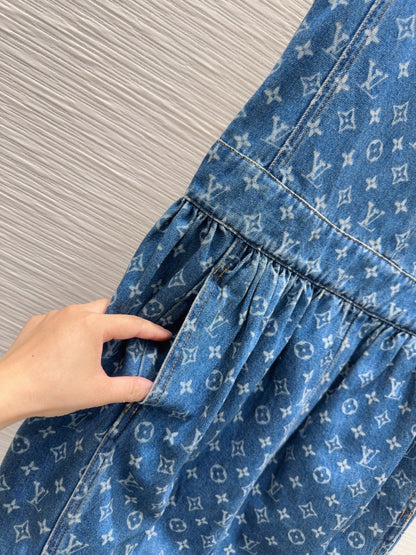 LV 25 Both Muscular Soft Denim Vest Dress Blue Cotton