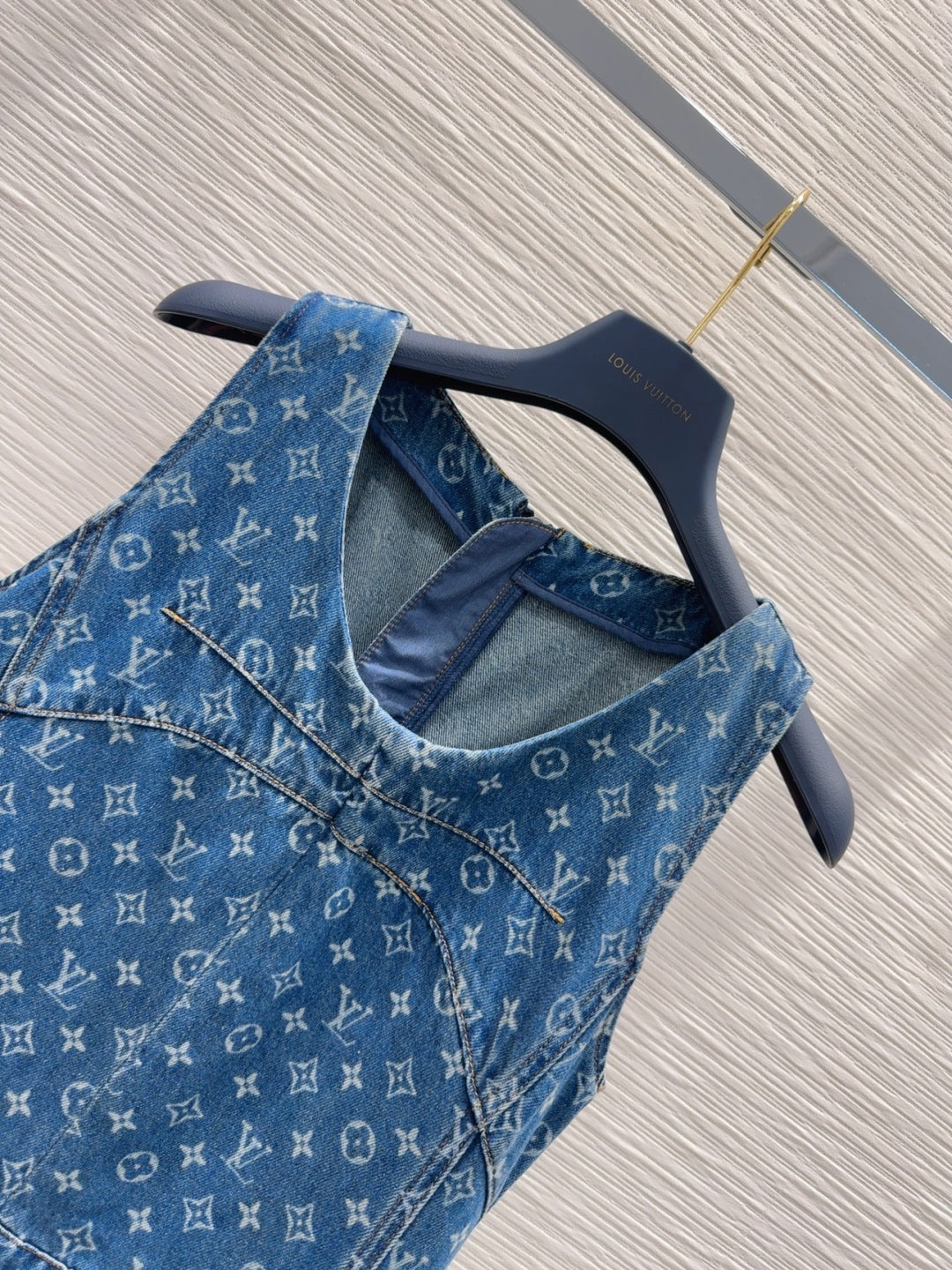 LV 25 Both Muscular Soft Denim Vest Dress Blue Cotton