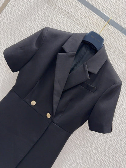 LV 25 Office Fashion Luxurious Dress Black Poliester Wool