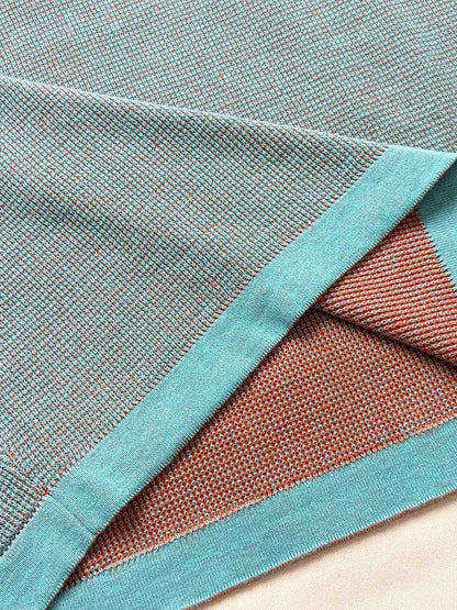 LV 25  Dolphin Jacquard Short Sleeve  Shirt Blue Sweater Knit