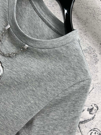 LV 25 Robot  On The Chest T-Shirt Grey Cotton