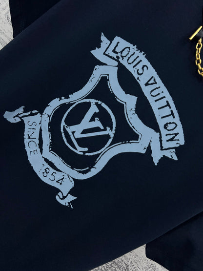 LV 25 Metal Zipper Decoration On The Left Shoulder T- Shirt Black Cotton