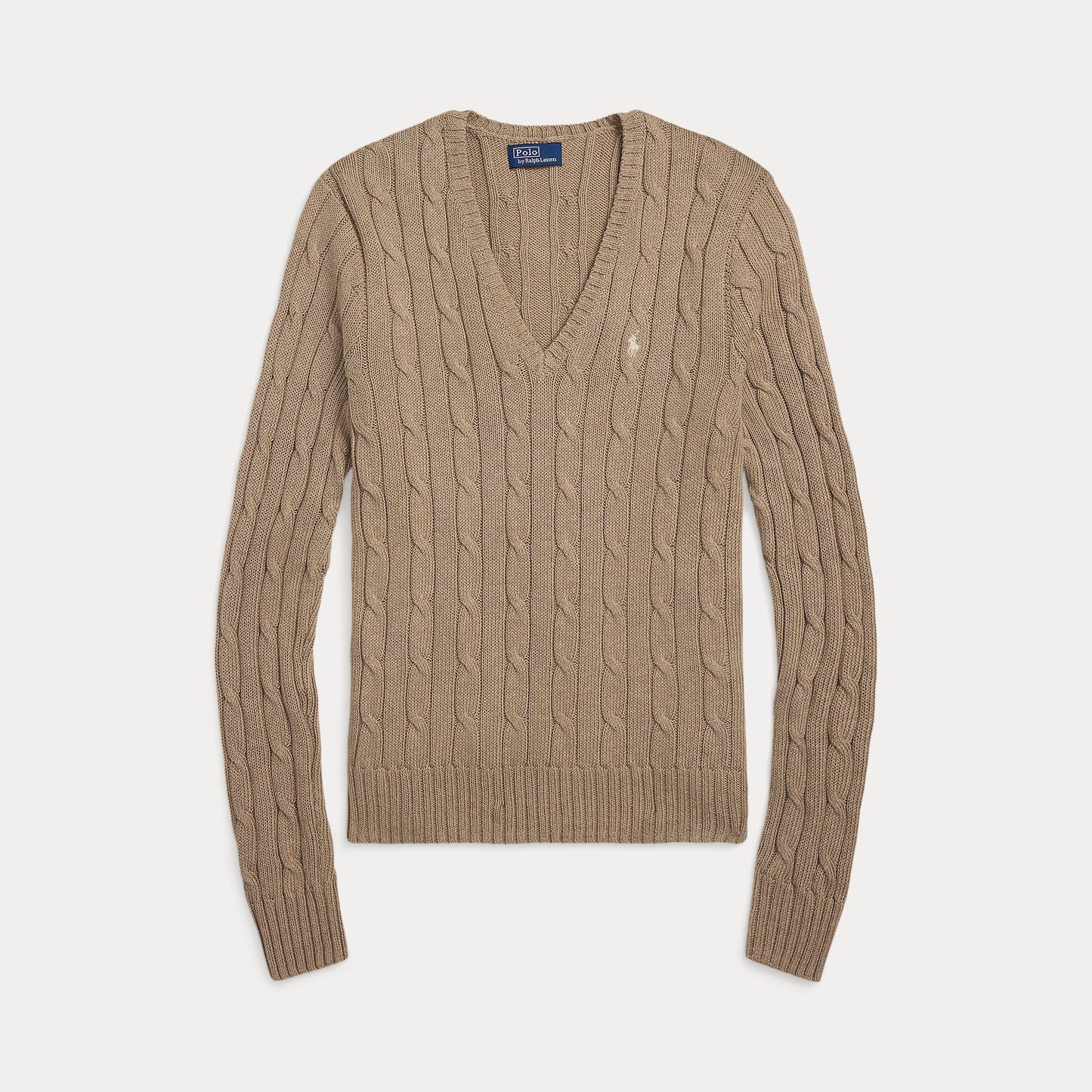CABLE-KNIT COTTON V-NECK SWEATER