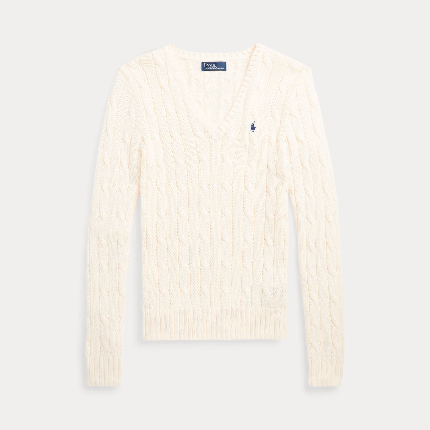 CABLE-KNIT COTTON V-NECK SWEATER