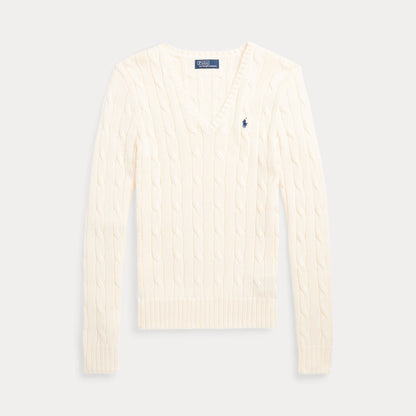 CABLE-KNIT COTTON V-NECK SWEATER